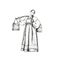 Girl Wearing Russian Traditional Clothing Carrying Heavy Buckets with Water Vector Illustration