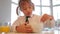 Girl Wearing School Uniform Eating Breakfast Cereal