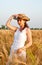 Girl in wheat field