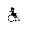 The girl in a wheelchair with a broken leg icon. Elements of Patients in the hospital icon. Premium quality graphic design. Signs,