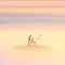 Girl in wheelchair. Couple in heaven. Death, afterlife. Foggy clouds