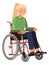 Girl in wheelchair. Hospital patient or disabled person character