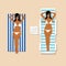 Girl in white bikini on the towel and deck chair illustration