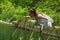 Girl in white doing yoga