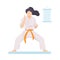 Girl in White Kimono with Orange Belt Doing Karate Vector Illustration