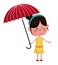 Girl wink with red umbrella
