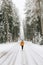 a girl in the winter forest