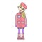 Girl winter look colorful vector illsutration