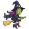 Girl Witch Riding A Broom