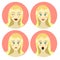 Girl , woman emotions character, joy, happiness, surprise, anger, equanimity, cartoon character, flat style.