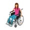 Girl, woman sitting in wheelchair. Invalid, disabled, cripple icon or symbol.