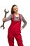 Girl worker with wrench