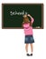 Girl writing on blackboard