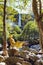 Girl with a yellow dress in the nature