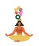 Girl with yoga balance. Self care, love, wellbeing. Art vector illustration.