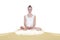 Girl in yoga lotus position on a sand dune