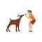 Girl Zoo Worker Feeding Baby Deer with Bottle of Milk, Professional Zookeeper Character Caring of Animal Vector