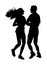 Girlfriend and boyfriend couple in love vector silhouette isolated on white. Dancing couple. Smiling woman and man. Girl and boy.