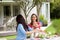 Girlfriends enjoying life at home with lunch