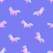 Girlish Pink Seamless Unicorns Mane, Sharp Horns