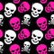 Girlish seamless pattern with skulls