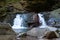 Girlish Tears waterfall on Zhonka River in Carpathian Mountains, Ukraine