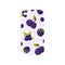 Girlish transparent phone cover with purple fruit design isolated on a white