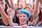 Girls from the audience in front of the stage, cheering on their idols at the Primavera Pop Festival of Badalona