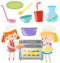 Girls baking and kitchen utensils set