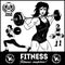 Girls with barbell - beautiful fitness girls doing exercises with barbell, vector set