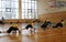 Girls basketball players warm up before participating in city competitions