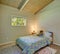 Girls bedroom with decorative bedding.