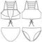 Girls Bikini fashion flat sketch template. Swimwear Technical Fashion Illustration