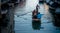 Girls on boat on Venetian canal