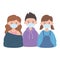 Girls and boy with medical mask, prevention recommendation, coronavirus covid 19