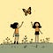 Girls And Butterfly: A Joyful Illustration By Jean Jullien