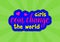 Girls can change the world neon sticker with lettering