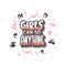 Girls can do anything quote. Vector illustration.