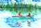 Girls canoeing