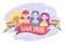 Girls cartoons with lgtbi flags and love pride ribbon vector design