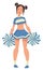 Girls cheerleader in uniform with pompoms isolated female character