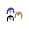 Girls chill characters, sisterhood friendship illustration. Vector clipart