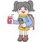 Girls coming home from school stop by to buy food kebabs and soft drinks, doodle icon image kawaii