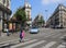 Girls cross the road in Paris, France