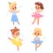 Girls cute. Beauty kids ballerinas in tutus and pointe shoes, young ballet dancers in different poses, romantic