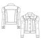 Girls Denim Jacket fashion flat sketch template. Teen Jeans Coat Technical Fashion Illustration. Woven CAD. Puffy Sleeves