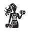 Girls do lift. Vector illustration on fitness motivation. Black female silhouette with dumbbells and lettering.