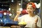 Girls are eating Bingsu Mango Cheese - Korean Dessert