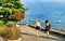 Girls at embankment at Geneva Lake in Vevey