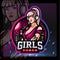 Girls gamer mascot. esport logo design